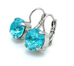 Earrings By Mariana Woman Beautiful Round Light Blue Swarovski Crystals Rhodium Plated