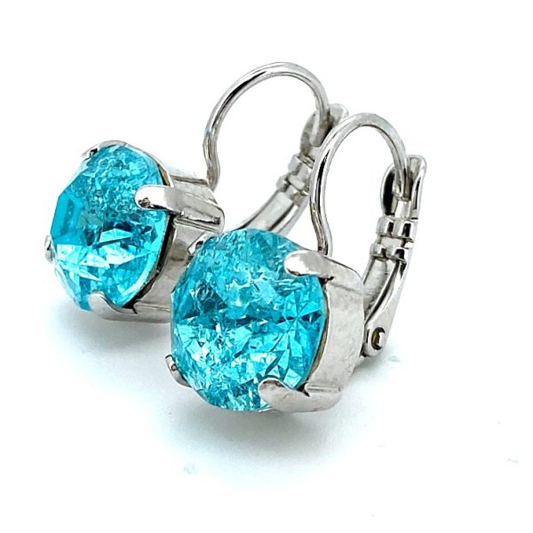Earrings By Mariana Woman Beautiful Round Light Blue Swarovski Crystals Rhodium Plated