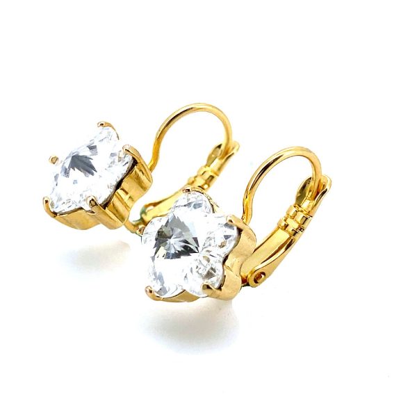 Mariana Earrings Beautiful Star Shape Clear Austrian Crystals My Treasures Coll. Yellow Gold