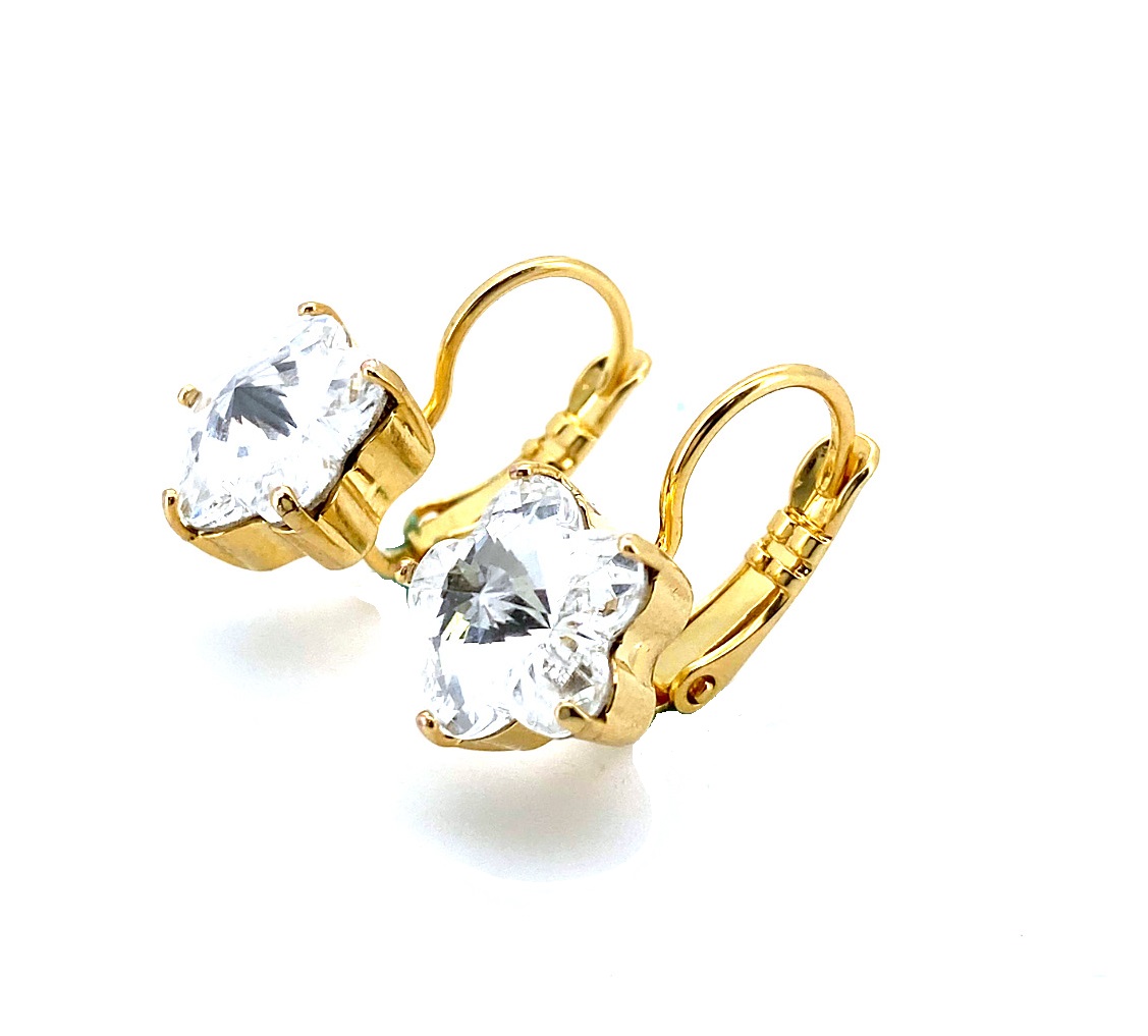 E-1744-001-YG6 (2) Mariana Earrings Beautiful Star Shape Clear Austrian Crystals My Treasures Coll. Yellow Gold - Image 1