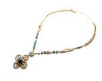 Mariana Necklace Floral in Sodalite Mineral, Turq, Golden Shadow, & White Opal Austrian Crystals My Treasures Coll. - Image 3