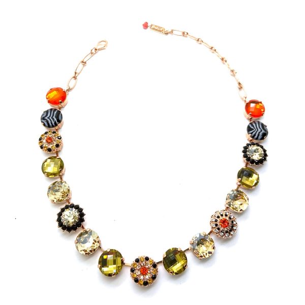Mariana Necklace Glamorous Sun, Jonquil, Golden Shadow, Jet, & Clear Austrian Crystals Sexbomb Coll.