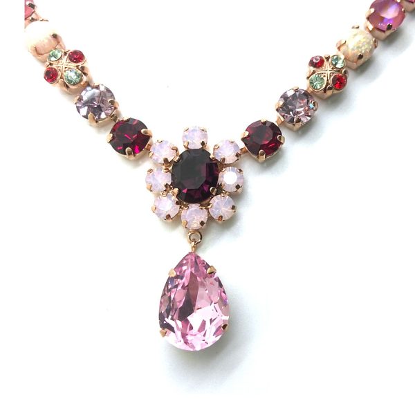 Necklace By Mariana Lovely Pink Snow Mineral and Pink Swarovski Crystals