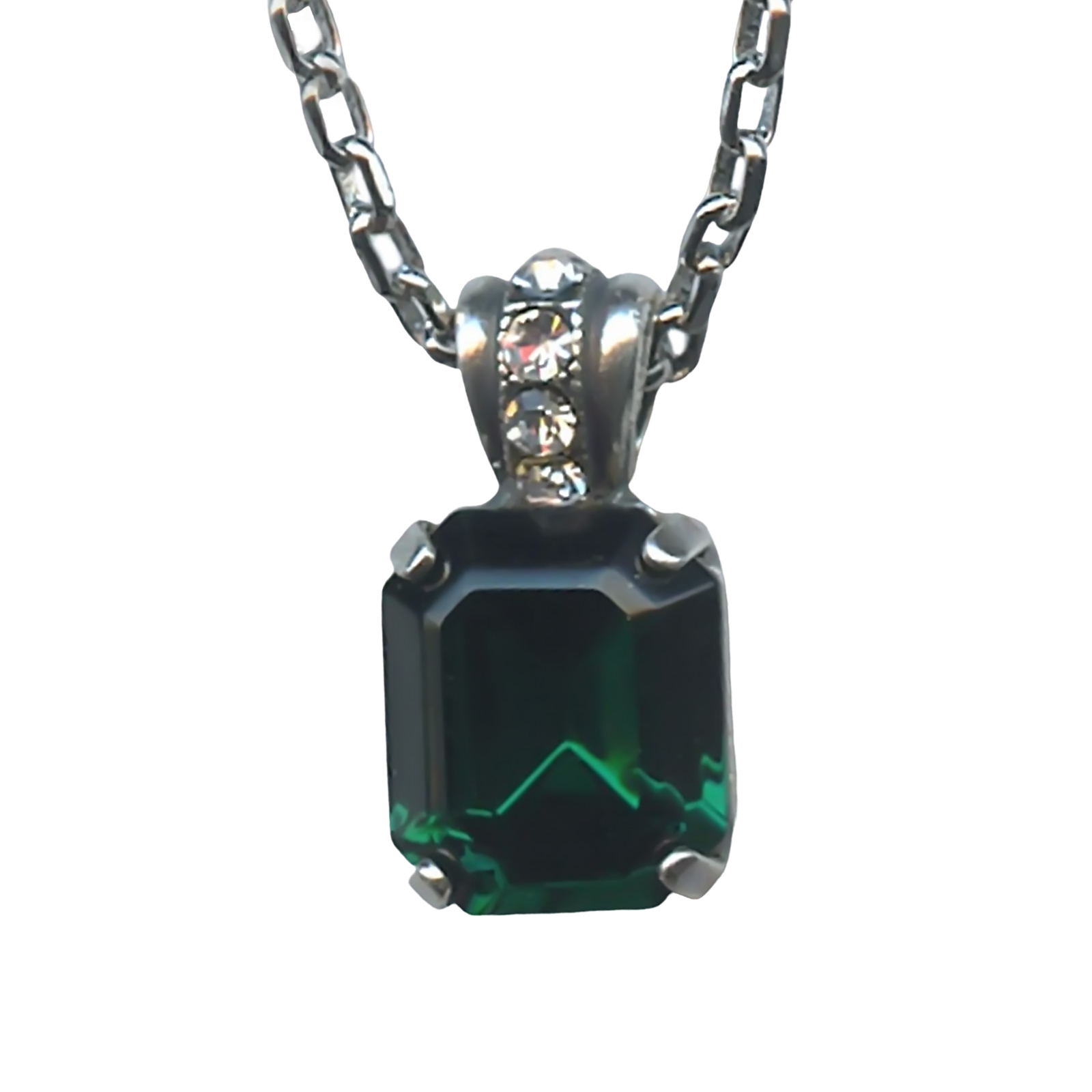 N-5021-1-001205-SP (1) Mariana Necklace Pendant Classy Emerald & Clear Austrian Crystals My Treasures Coll. - Image 1