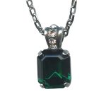 Mariana Necklace Pendant Classy Emerald & Clear Austrian Crystals My Treasures Coll. - Image 3