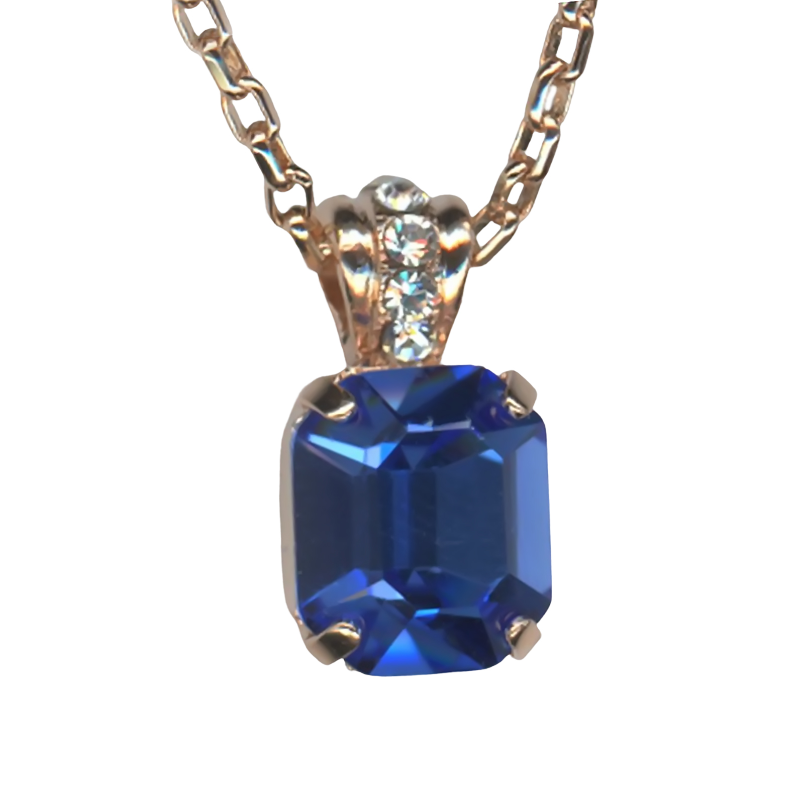 N-5021-1-1041-RG (1) Necklace Pendant By Mariana Woman Elegant Royal Blue and Clear Swarovski Crystals - Image 1
