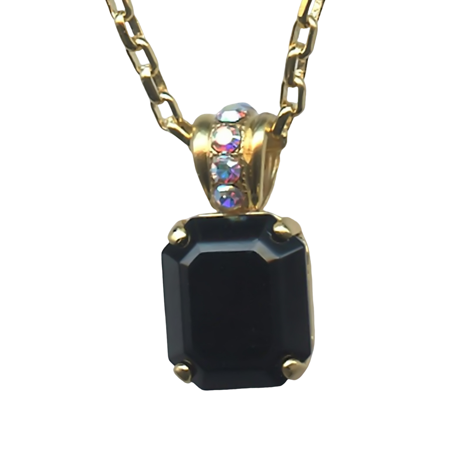 N-5021-1-3701-YG (1) Mariana Necklace Pendant Sophisticated Jet Black & AB Austrian Crystals Tuxedo Paradise Coll. - Image 1