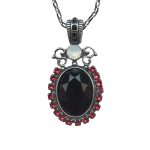 Mariana Necklace Pendant Gorgeous Jet, Padparadscha, & White Opal Austrian Crystals Silk Road Coll. - Image 3