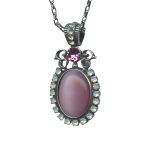 Mariana Necklace Pendant Beautiful Pink Opal, Rose, White Opal, & Clear Austrian Crystals Silk Road Coll. - Image 2