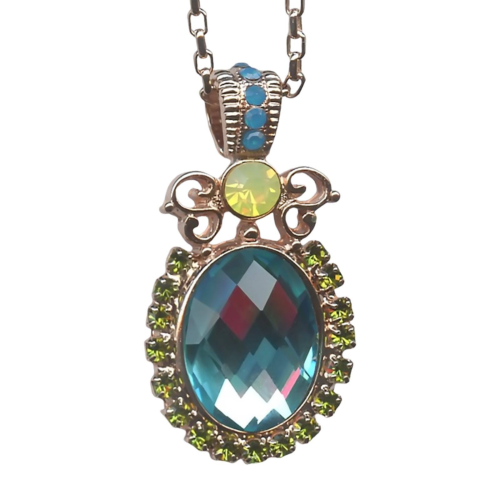 N-5023-6-1058-SP (1) Necklace Pendant By Mariana Songbook Coll. Elegant Turquoise and Caribbean Blue Swarovski Crystals - Image 1