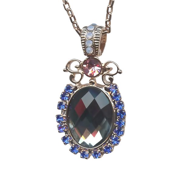 Mariana Necklace Pendant Lovely Black Diamond, Capri Blue, Air Blue Opal, & Lt Rose Austrian Crystals Songbook Coll.