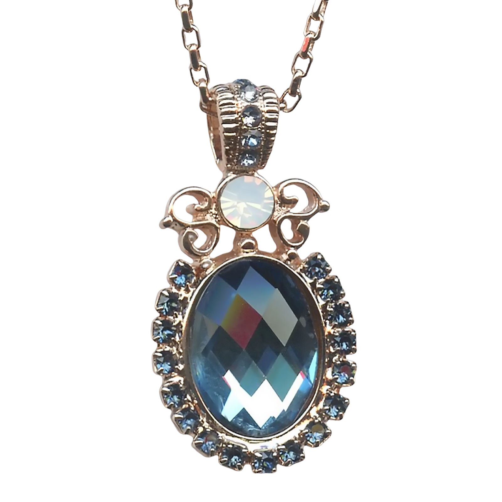 N-5023-6-1069-RG (1) Mariana Necklace Pendant Timeless Montana Blue & White Opal Austrian Crystals Songbook Coll. - Image 1