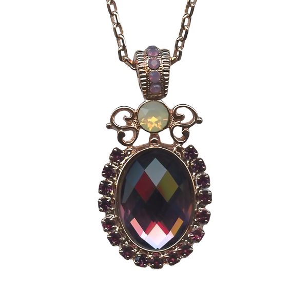 Mariana Necklace Pendant Bohemian Rhapsody Coll. Adorable Sand Opal, Cyclamen Opal, & Amethyst Austrian Crystals