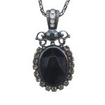 Mariana Necklace Pendant Glamorous Jet, Black Diamond, Jet Hematite, & White Opal Austrian Crystals The Sweet Life Coll.
