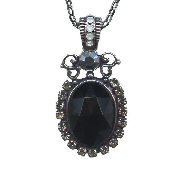 Mariana Necklace Pendant Glamorous Jet, Black Diamond, Jet Hematite, & White Opal Austrian Crystals The Sweet Life Coll.