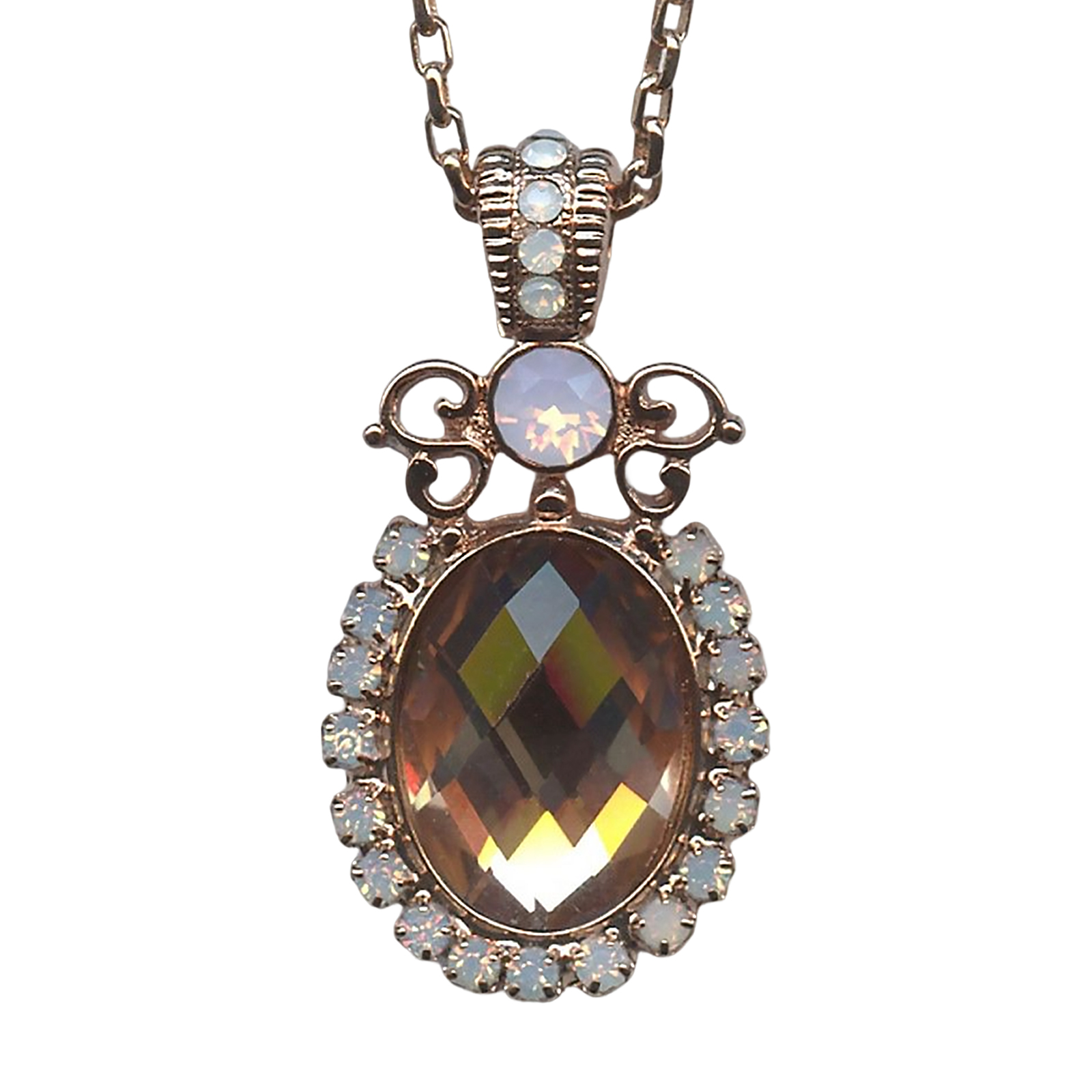 N-5023-6-2333-RG (1) Necklace Pendant By Mariana Woman Exquisite Pink and White Opal Swarovski Crystals - Image 1