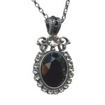 Necklace Pendant By Mariana Cocktail Hour Coll. Jet Black and Clear Swarovski Crystals