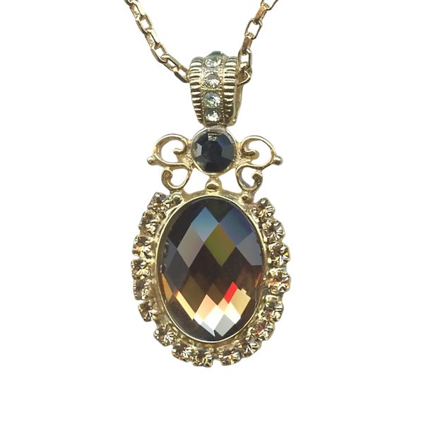 Necklace Pendant By Mariana Precious Amber and Golden Shadow Swarovski Crystals