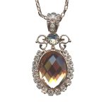 Mariana Necklace Pendant Luxurious Silk, Moonlight, & Lt Peach Austrian Crystals Songbook Coll.