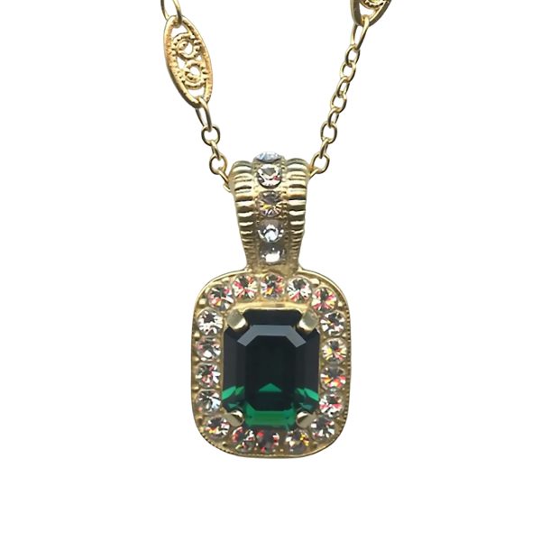 Mariana Necklace Pendant Gorgeous Emerald & Clear Austrian Crystals My Treasures Coll.