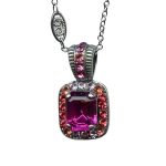Necklace Pendant By Mariana Woman Classic Rose and Fuchsia Swarovski Crystals