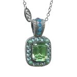 Mariana Necklace Pendant Exquisite Green Turq, Peridot, Aquamarine, & Blue Opal Austrian Crystals Cocktail Hour Coll. - Image 2