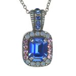 Mariana Necklace Pendant Charming Capri Blue, Lt Rose, & Air Blue Opal Austrian Crystals Songbook Coll.