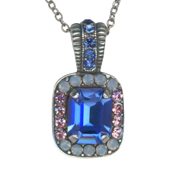 Mariana Necklace Pendant Charming Capri Blue, Lt Rose, & Air Blue Opal Austrian Crystals Songbook Coll.