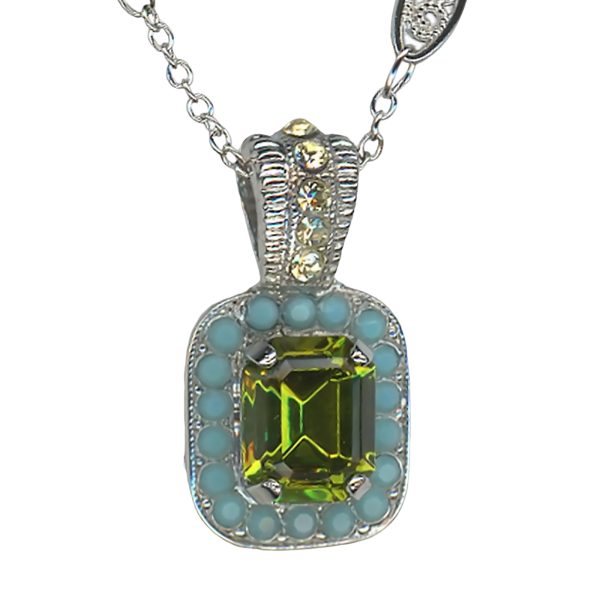 Mariana Necklace Pendant Classy Peridot, Turq, & Clear Austrian Crystals Pistachio À La Mode Coll.