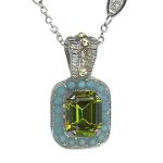 Mariana Necklace Pendant Classy Peridot, Turq, & Clear Austrian Crystals Pistachio À La Mode Coll. - Image 2
