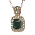 Necklace Pendant By Mariana Spring 2019 Coll. Glamorous Vivid Green and Chrysotile Swarovski Crystals - Image 2