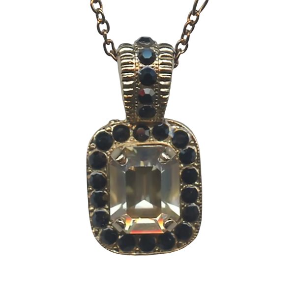 Mariana Necklace Pendant Alluring Jet Black & Golden Shadow Austrian Crystals My Treasures Coll.
