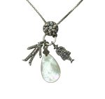 Mariana Necklace Pendant Finely Detailed Clear, White Opal, & AB Austrian Crystals Sweet Summer Coll.