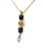 Mariana Necklace Pendant Multi Tier Jet, Lt Smoked Topaz, & Silver Night Austrian Crystals My Treasures Coll.
