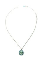 Mariana Necklace Pendant Floral Turq, Blue Zircon, & Chrysolite Opal Austrian Crystals Blue Lagoon Ambrosia Coll. - Image 3
