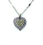 Necklace Pendant By Mariana Heart Shaped Violet and Jonquil Swarovski Crystals