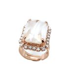 Ring By Mariana Woman Elegant White Opal and Chalk White Swarovski Crystals - Image 3
