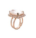 Ring By Mariana Woman Elegant White Opal and Chalk White Swarovski Crystals