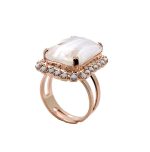 Ring By Mariana Woman Elegant White Opal and Chalk White Swarovski Crystals - Image 2