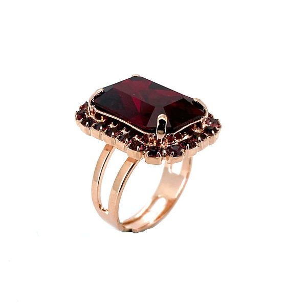 Ring By Mariana Faith Inspiration Coll. Stunning Burgundy Swarovski Crystals