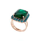 Ring By Mariana Woman Glamorous Emerald and Blue Zircon Swarovski Crystals - Image 3