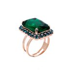 Ring By Mariana Woman Glamorous Emerald and Blue Zircon Swarovski Crystals - Image 2