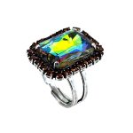 Ring By Mariana Woman Shimmering Vitrail Medium and Amber Swarovski Crystals