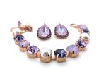 Jewelry Set By Mariana Bracelet and Earrings Pearl and Amethyst Swarovski Crystals - Image 2