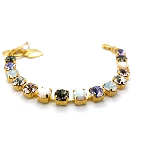 Mariana Bracelet Lovely Sun & Ice SO & White Shell Mineral, Clear, Blk Dia, & Opal Austrian Crystals Ice Queen Once Upon a Mariana Coll. Yellow Gold
