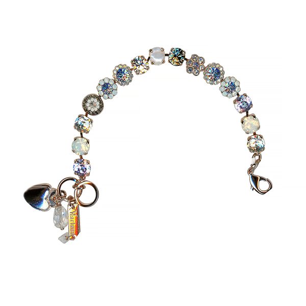 Mariana Bracelet Sassy White Shell Mineral,  Silk, White Opal, Vitrail Light, & Blk Dia Austrian Crystals Ice Queen Once Upon a Mariana Coll.
