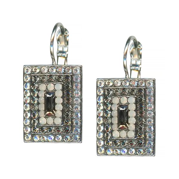 Mariana Earrings Luxurious Clear, White Opal & Black Diamond Austrian Crystals Ice Queen Once Upon a Mariana Coll.