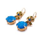 Earrings By Mariana Kokomo Songbook Coll.  Drop Turquoise Cushion Shape & Yellow Austrian Crystals Rose Gold - Image 3