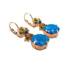 Earrings By Mariana Kokomo Songbook Coll.  Drop Turquoise Cushion Shape & Yellow Austrian Crystals Rose Gold - Image 2
