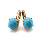 Earrings By Mariana Woman Charming Turquoise Swarovski Crystals - English Gold - Image 3